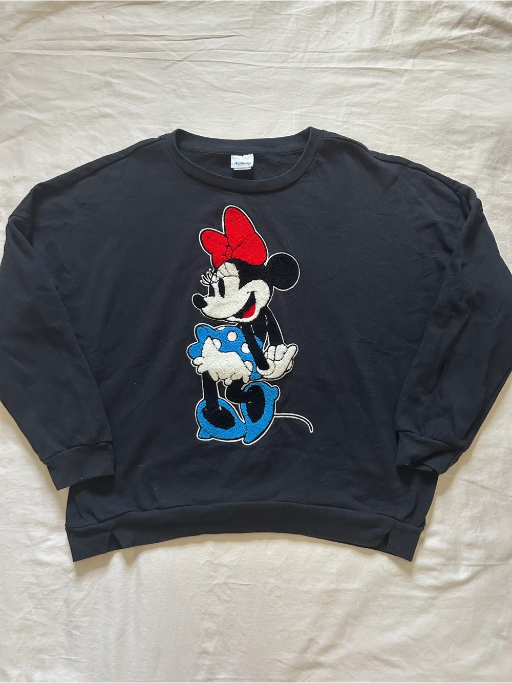 Disney Black Minnie Mouse Appliqué Sweatshirt XL